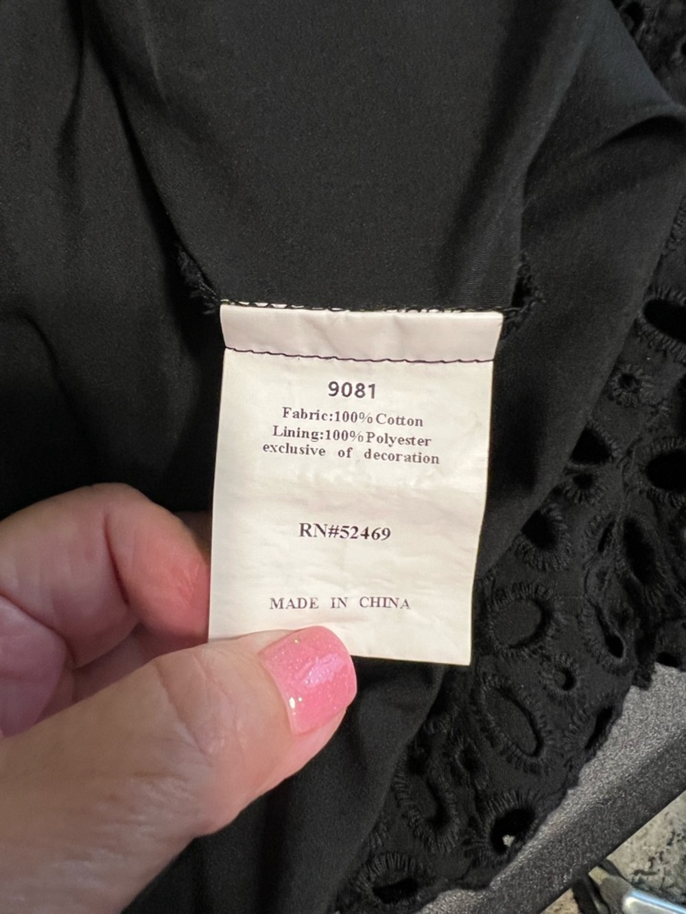PrettyGarden Black Eyelet Dress Smocked Waist Boho Cottagecore M - Picture 6 of 8